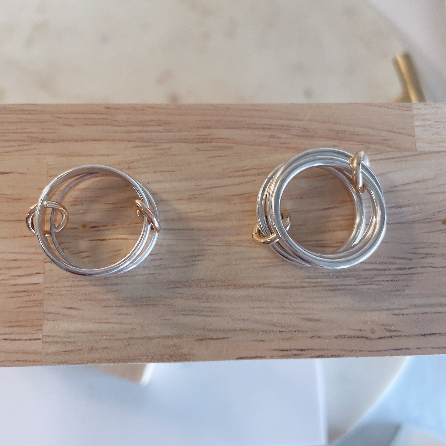 Two Tone Connected Ring: Sterling Silver & Gold Filled Statement Ring (R3)