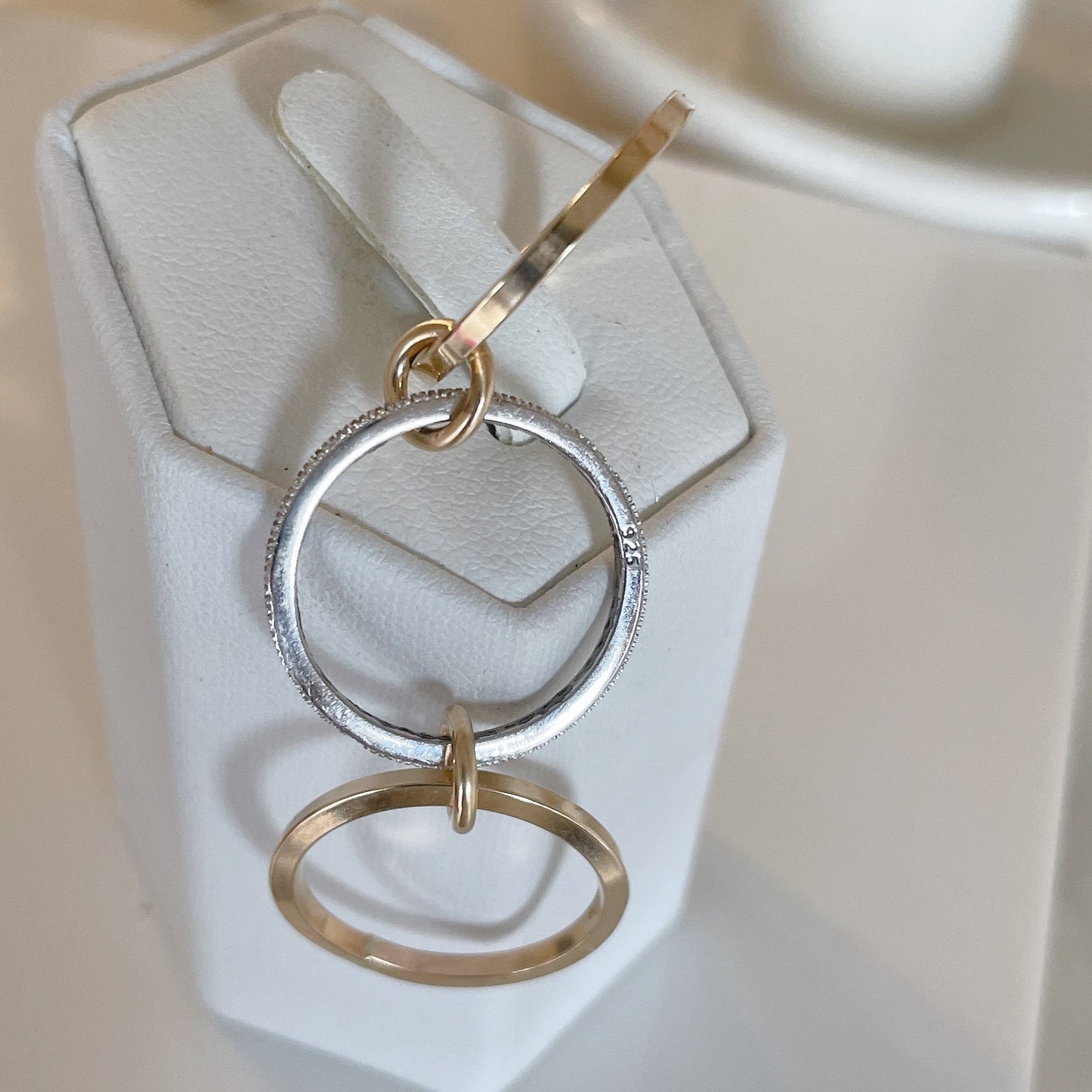 14KGF Gold Multi Link Ring: Chunky Interlocking Statement Ring (R10)