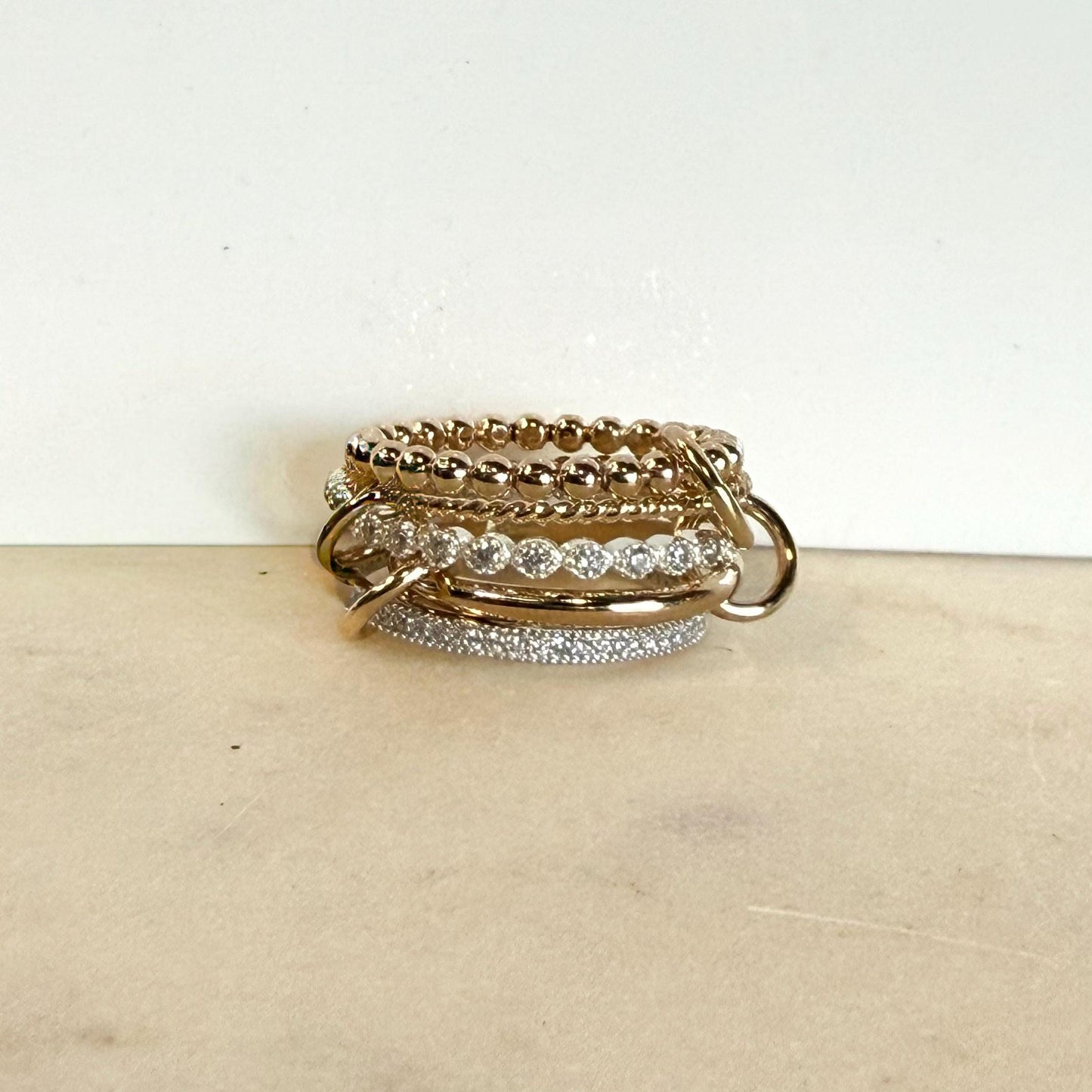 14KGF Gold  Eternity Multi Link Connected Ring, Two Tone Connected Rings (R51)