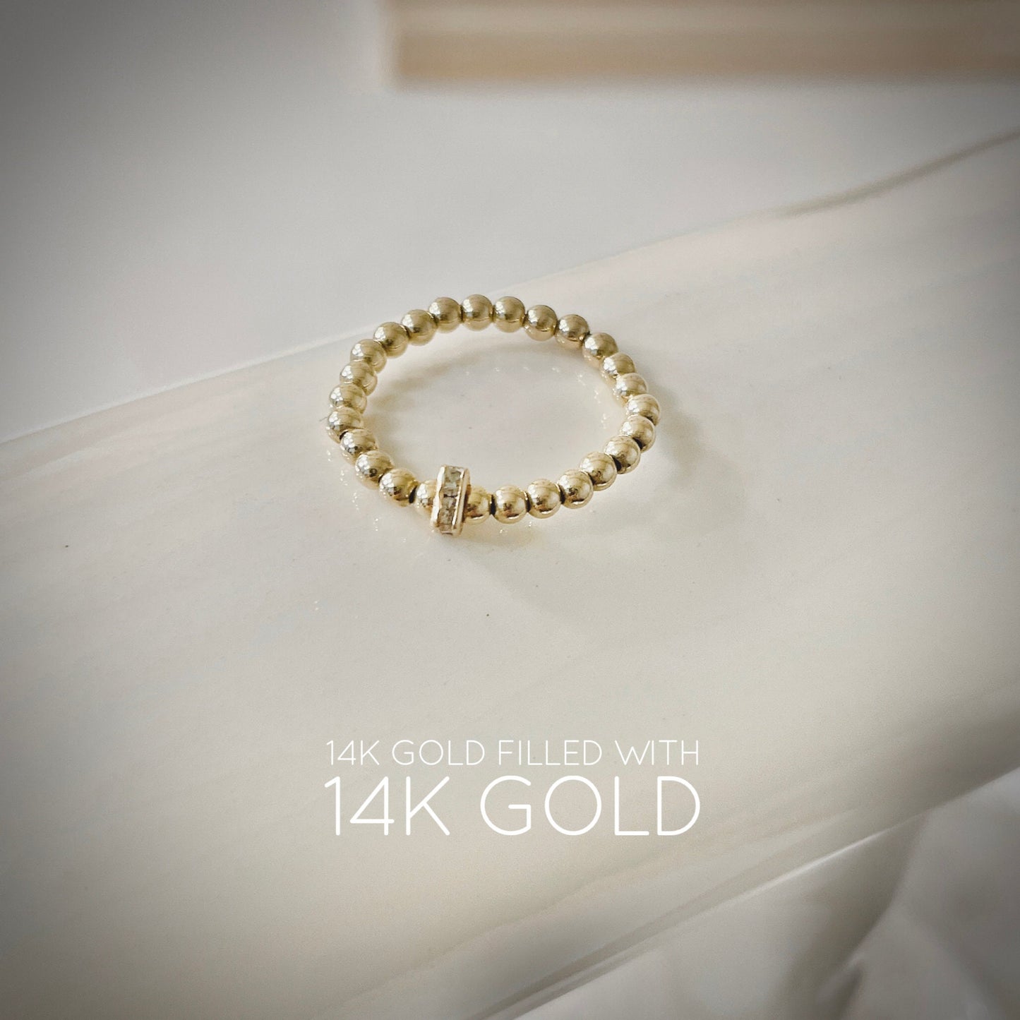 14KGF Gold Beaded Rings Gold Filled Stacking Ring Gold Filled Ball Stretch Toe Rings Set Elastic Stackable Ring Gift for Daughter