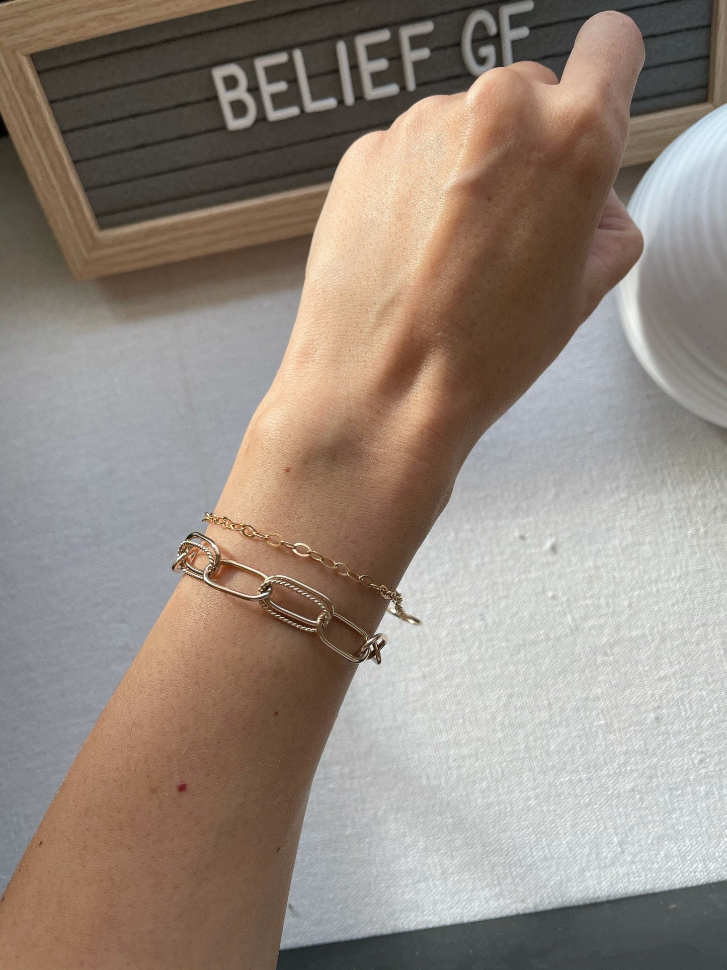 Handmade 14K Gold Filled Paper Clip Bracelet: Chunky Chain