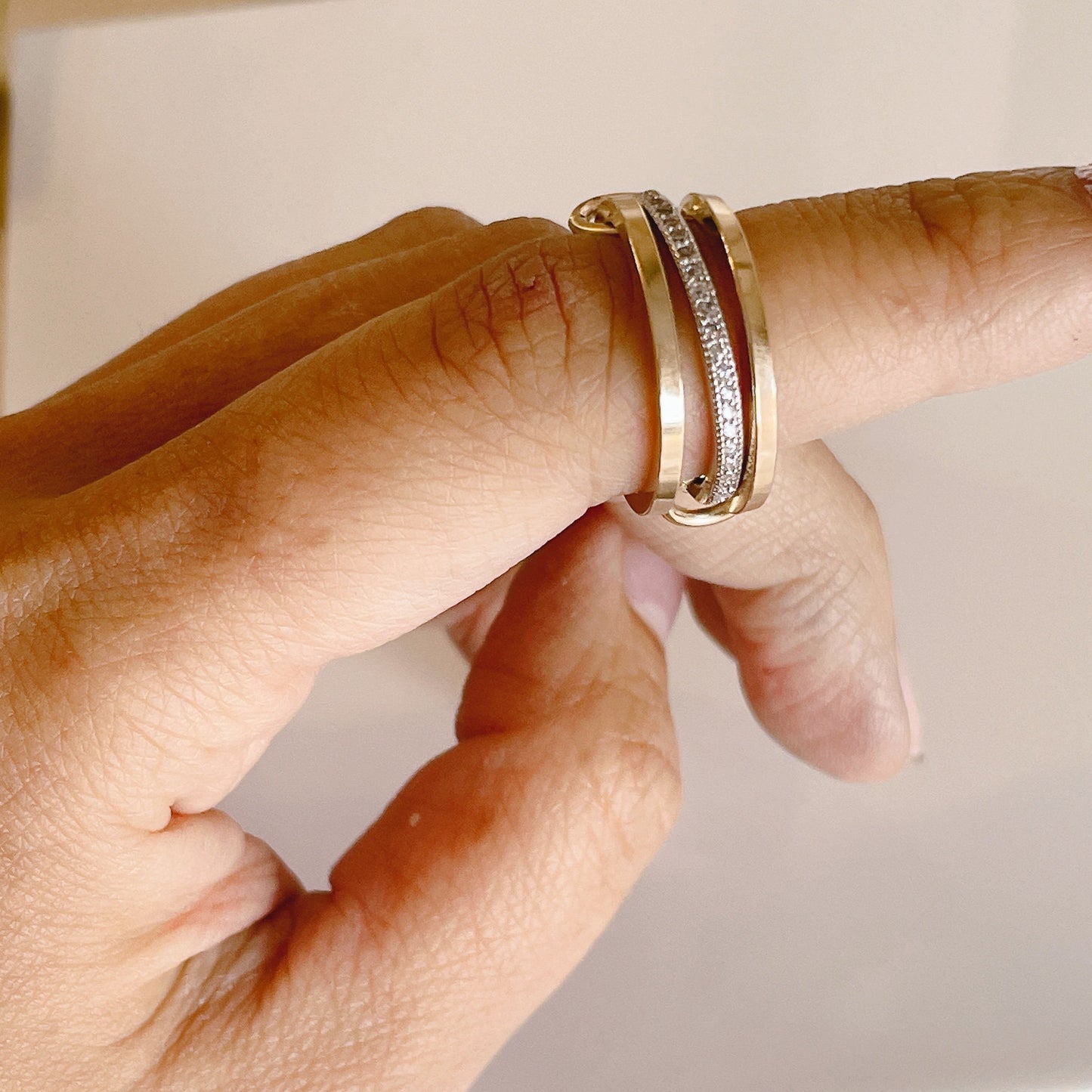 14KGF Gold Multi Link Ring: Chunky Interlocking Statement Ring