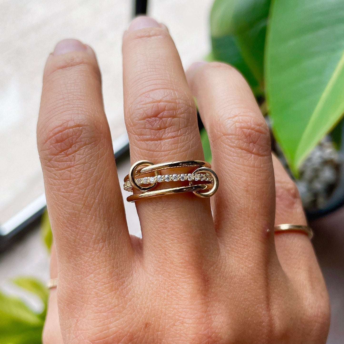 Custom Ring for Kelly, All in Gold, 14k Gold Filled Connected Rings