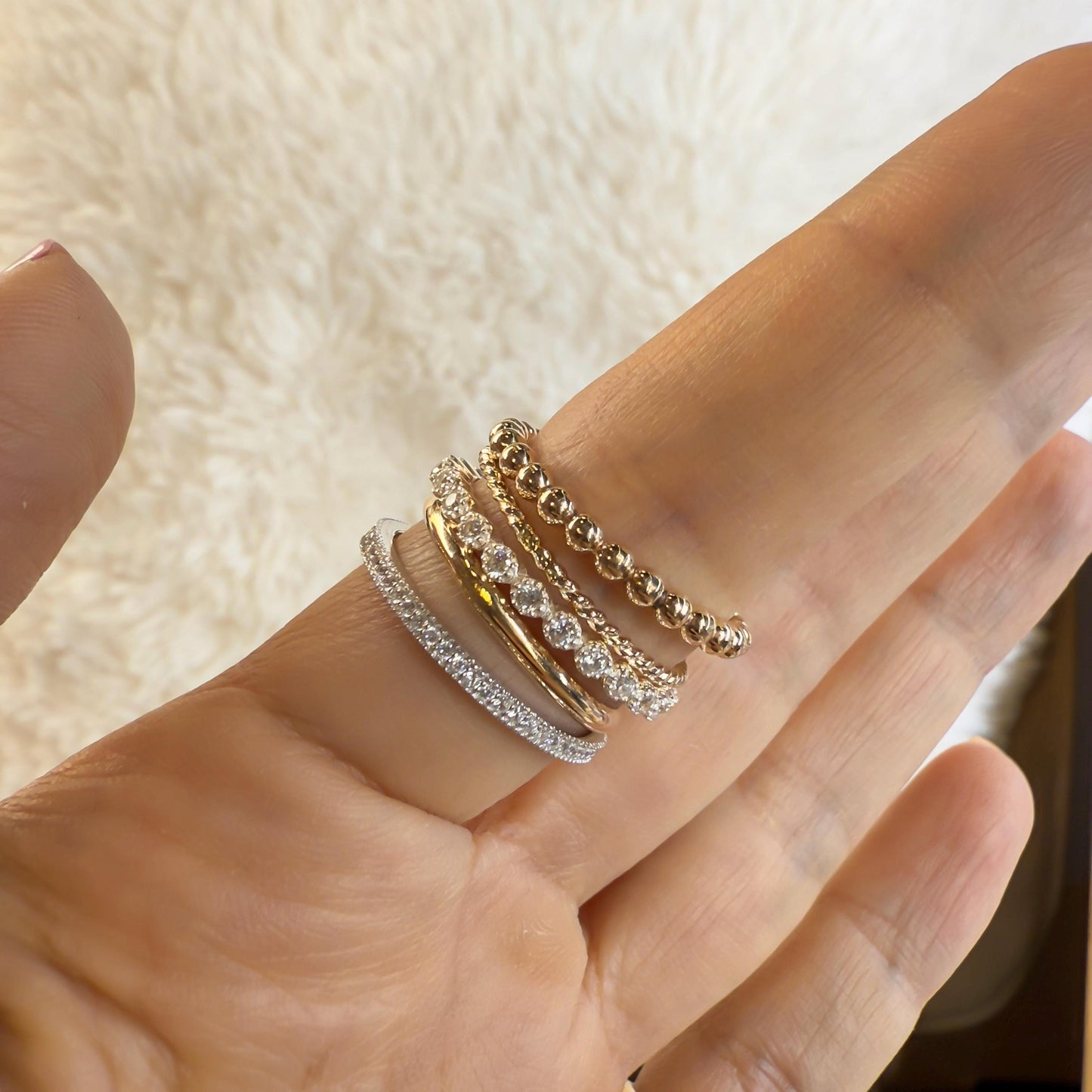 14KGF Gold  Eternity Multi Link Connected Ring, Two Tone Connected Rings (R51)