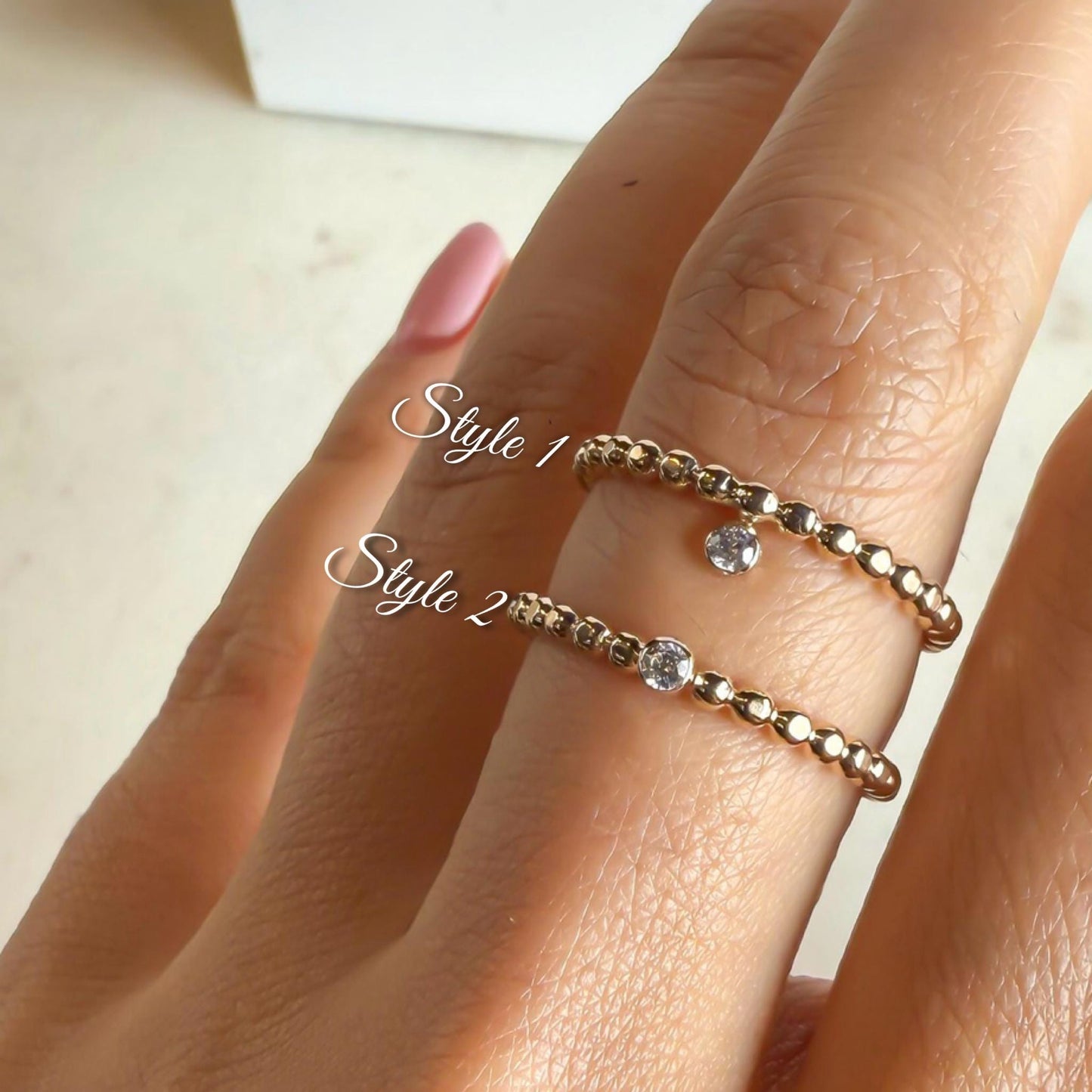 Belief Diamond Collection - Dainty Lab Grown Diamond Ring - 0.03ct Bezel Solitaire Gold Filled Bead Band