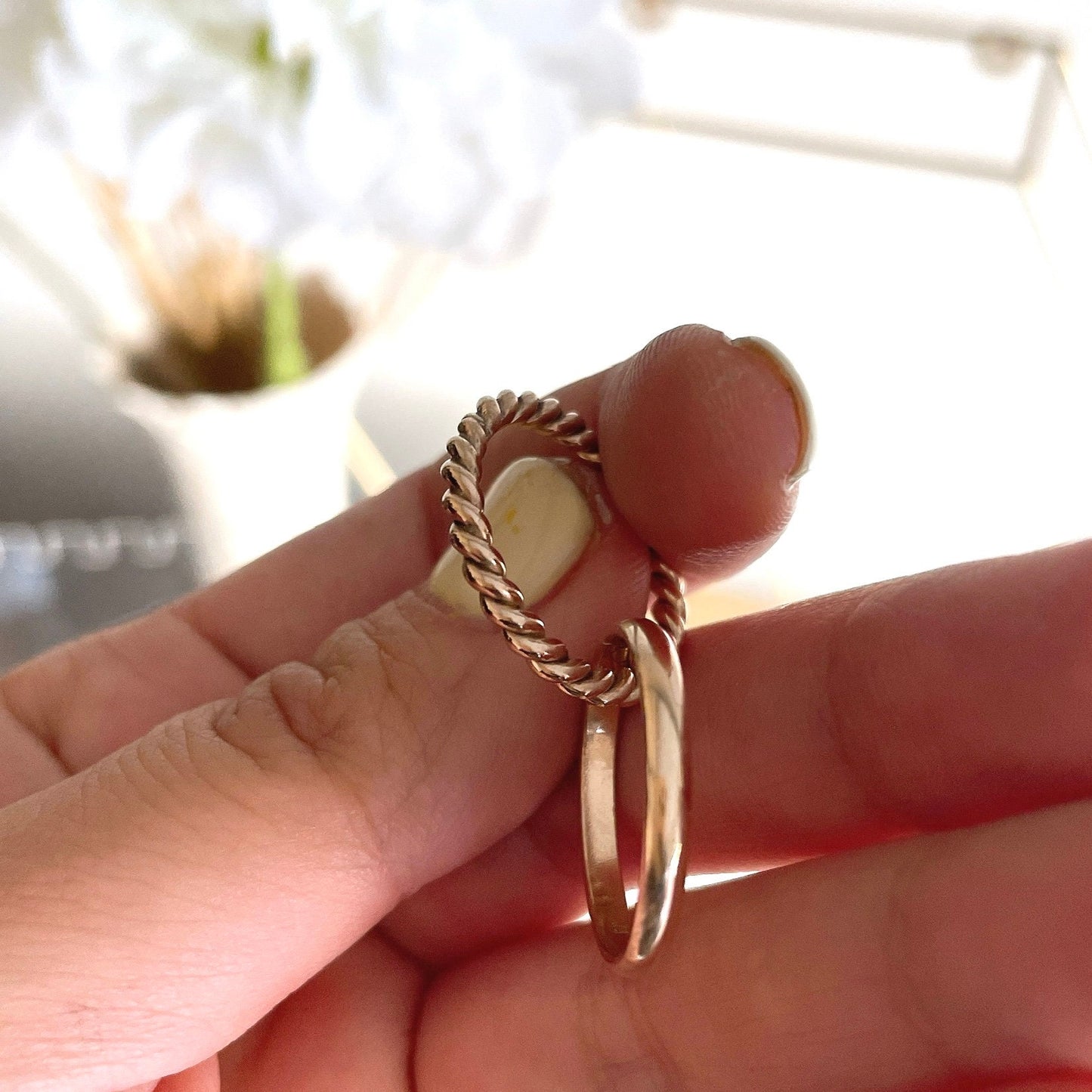 14K Gold Filled Crossing Ring: Minimalist Interlocking Band