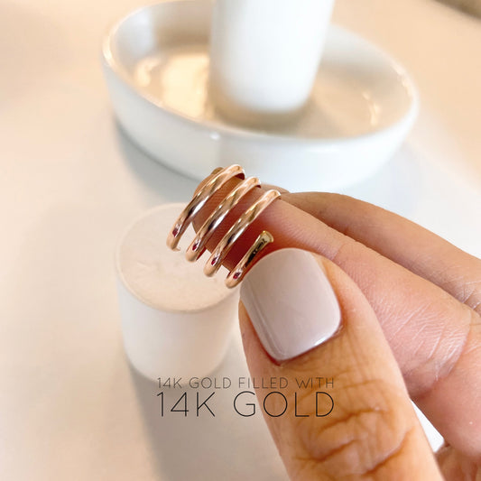 14KGF Rose Gold Coil Ring: Spiral Wrap Style