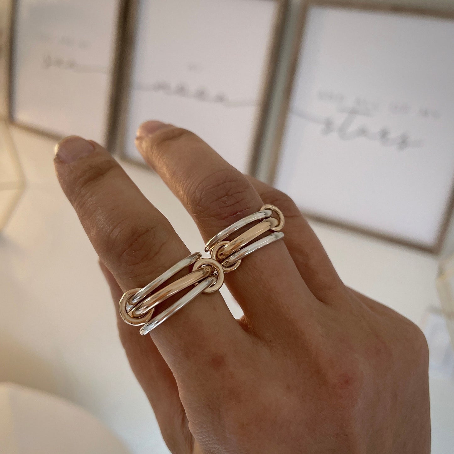 Two-Tone Interlocking Ring: 14K Gold Fill & Sterling Silver (R2)