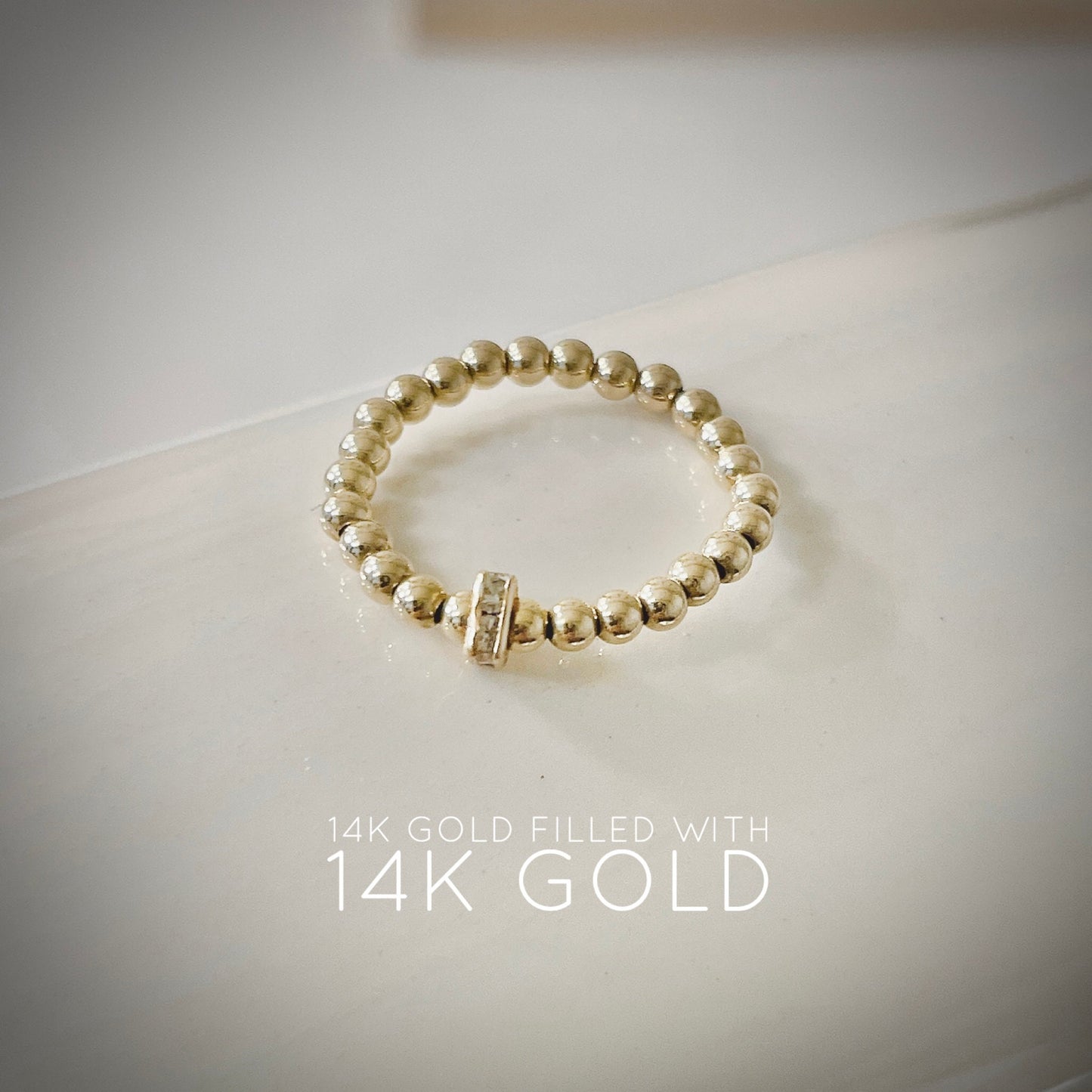 14KGF Gold Beaded Rings Gold Filled Stacking Ring Gold Filled Ball Stretch Toe Rings Set Elastic Stackable Ring Gift for Daughter