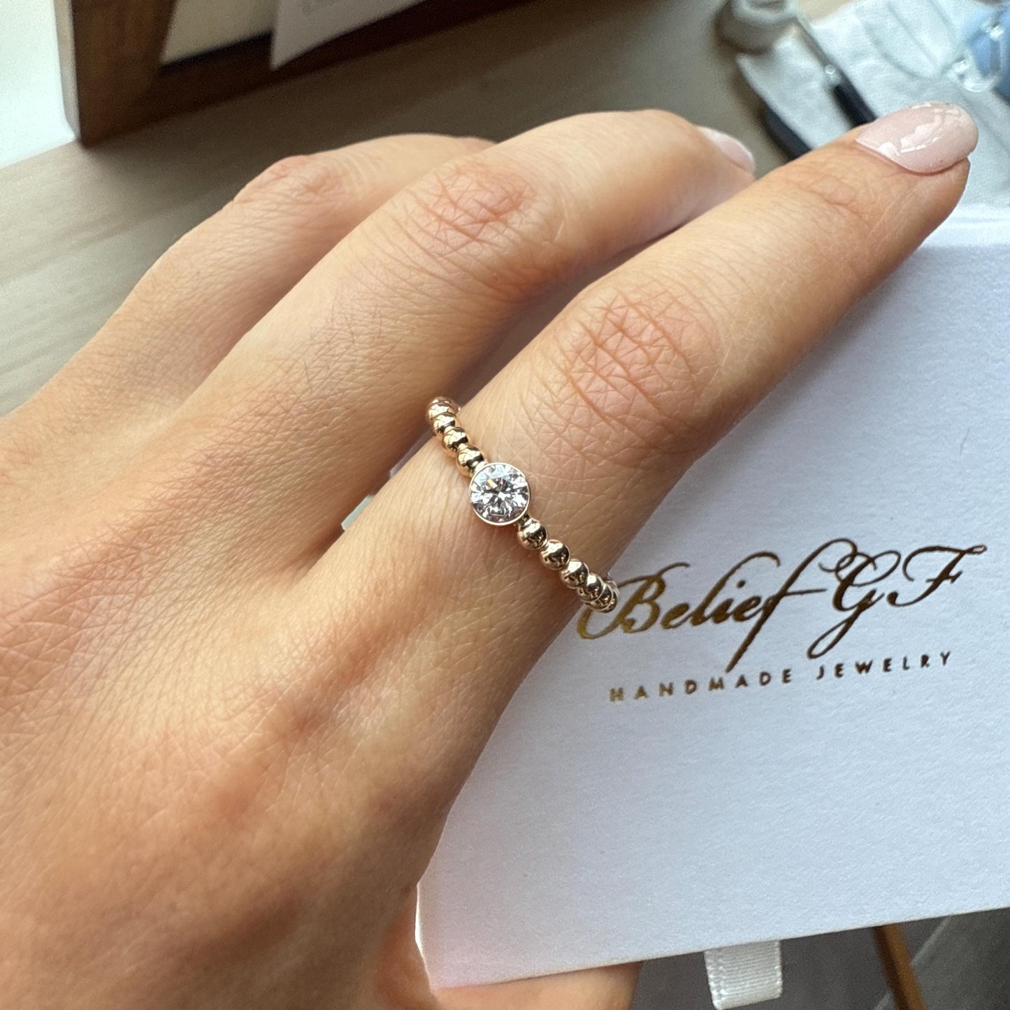 Belief Diamond Collection - 14K Gold Filled Lab Grown Diamond Ring - 0.25ct Bezel Solitaire