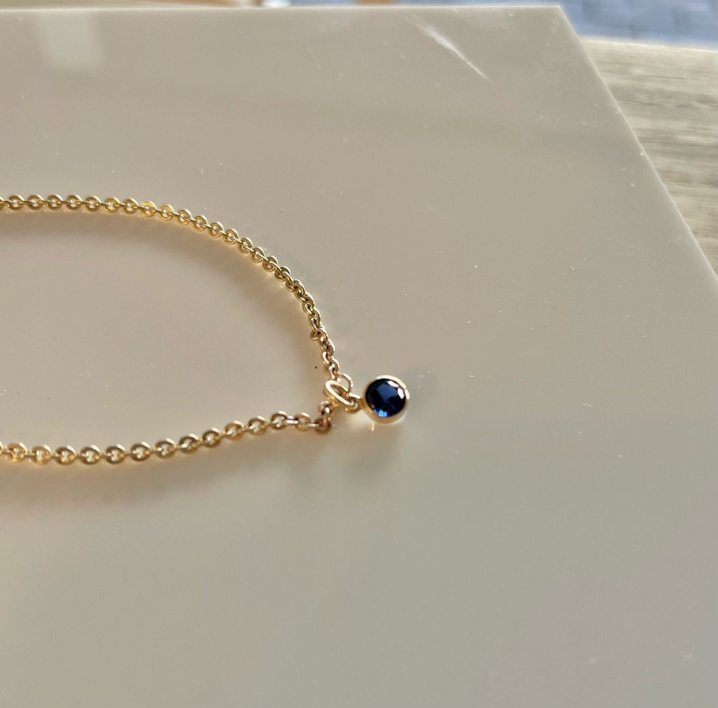 14K Goldfilled Sapphire Garnet Dangle Bracelet