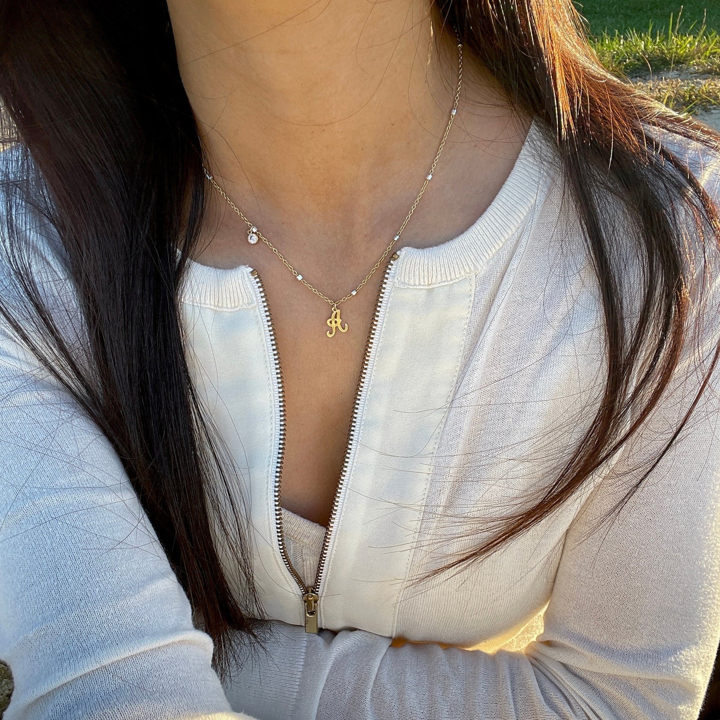 14KGF 14K Yellow Gold Filled Birthstone Initial Everyday Necklace Perfect Personalized Gift for Mom Daughter Niece Aunt Birthday