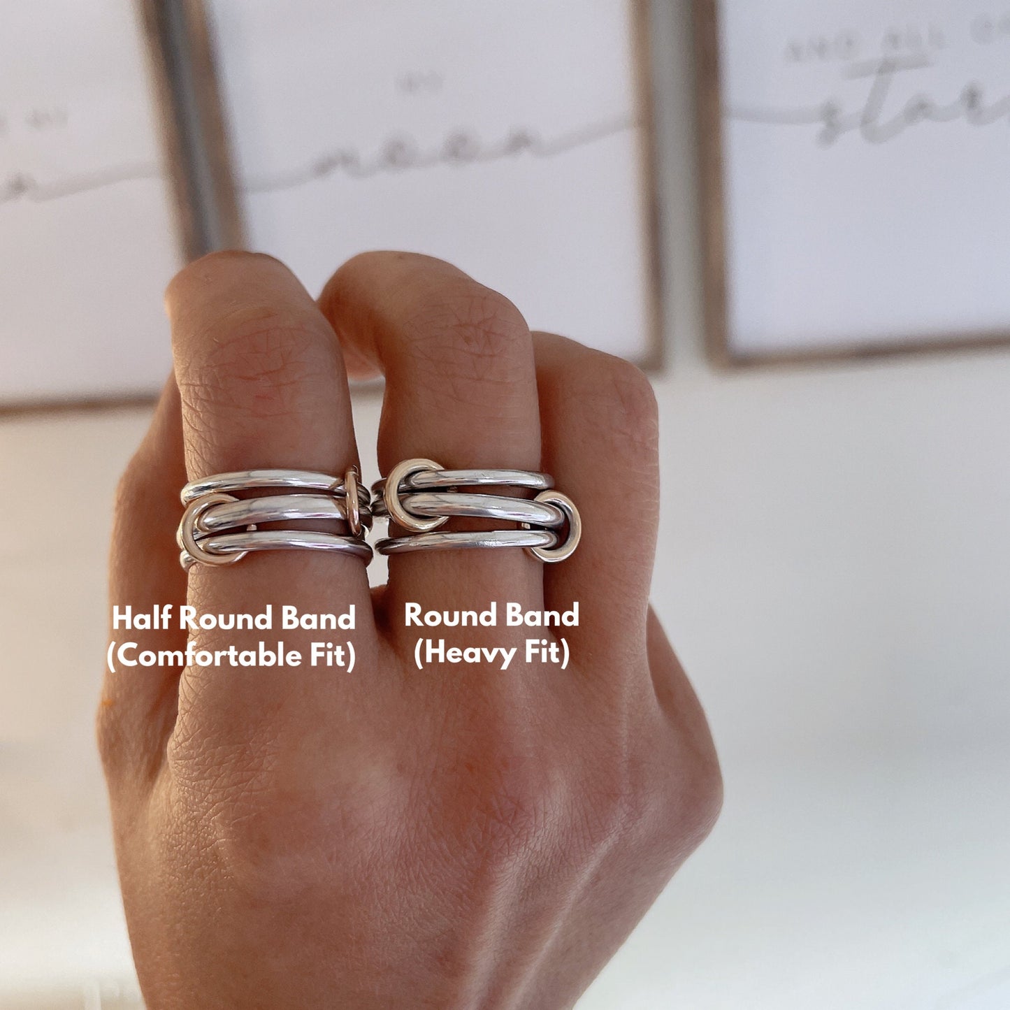 Two Tone Connected Ring: Sterling Silver & Gold Filled Statement Ring (R3)