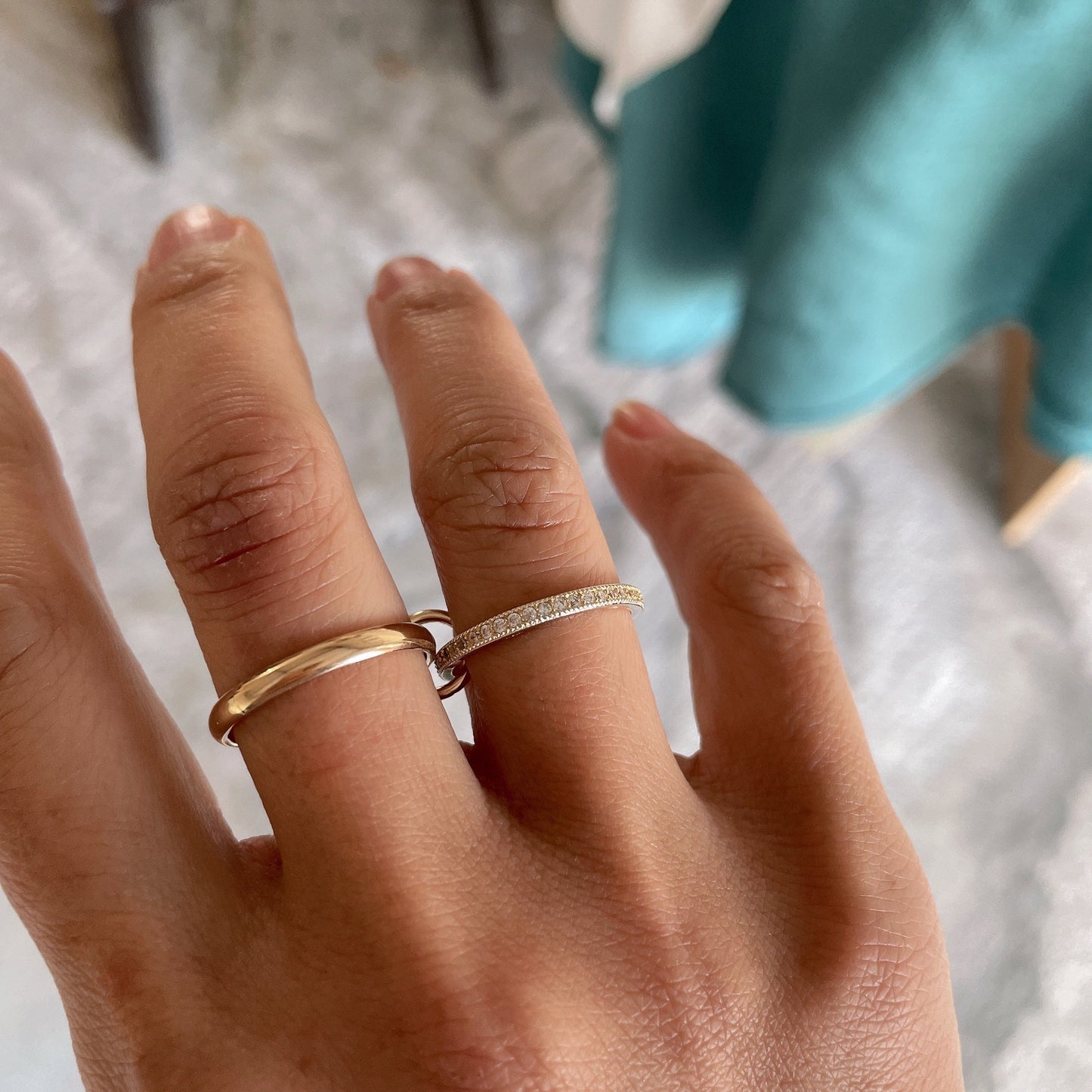 14KGF Gold Multi-Link Ring Set: Chunky Interlocking Statement Ring (R5)