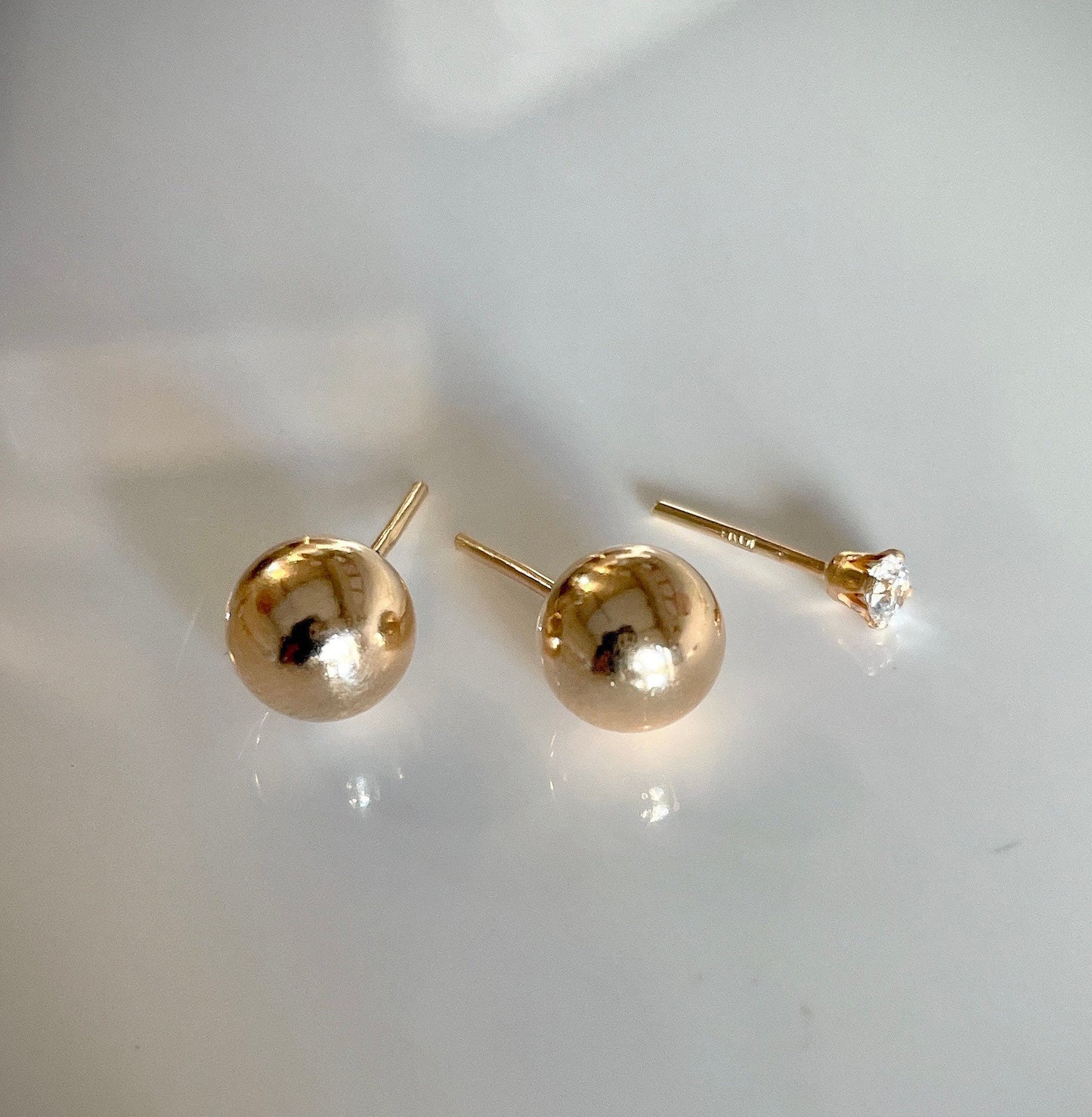 14KGF Yellow Gold Filled Ball Stud Earrings: High Polish Finish