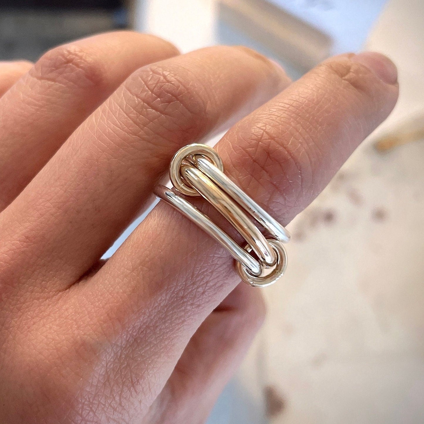 Two-Tone Interlocking Ring: 14K Gold Fill & Sterling Silver (R2)
