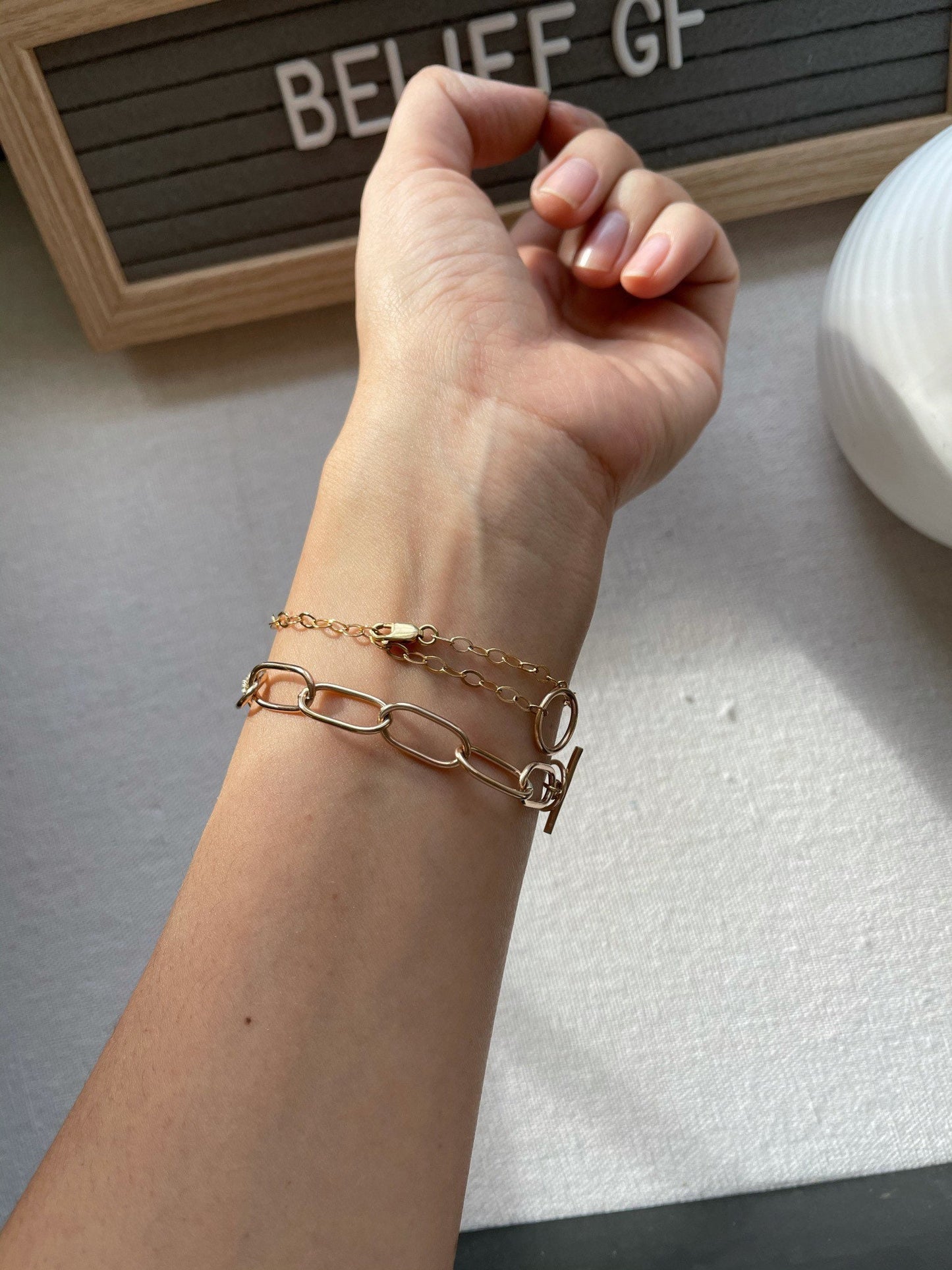 Handmade 14K Gold Filled Paper Clip Bracelet: Chunky Chain